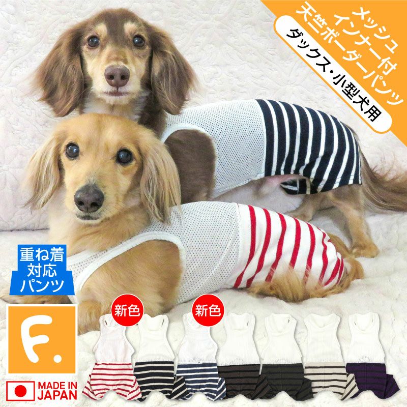 メッシュインナー付天竺ボーダーパンツ(ダックス・小型犬用)