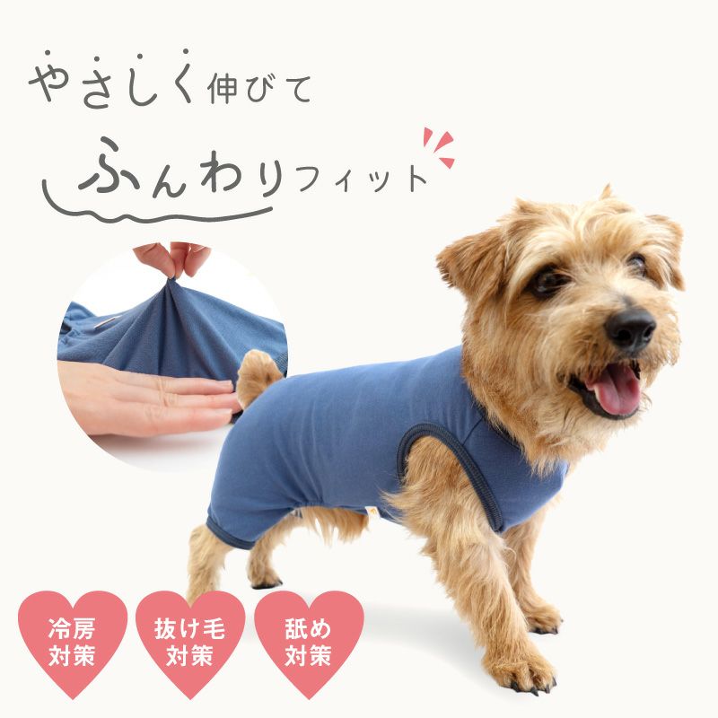 シンプルベア天袖なしお部屋着(ダックス・小型犬用)