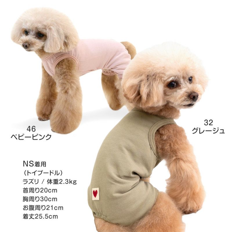 シンプルベア天袖なしお部屋着(ダックス・小型犬用)