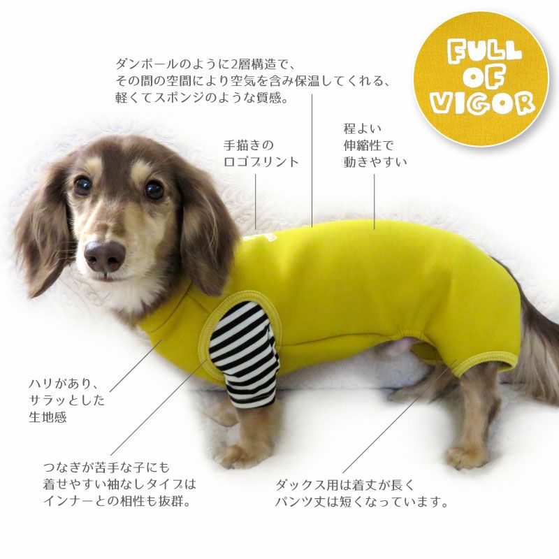 ロゴプリントダンボールニットつなぎ（ダックス・小型犬用）