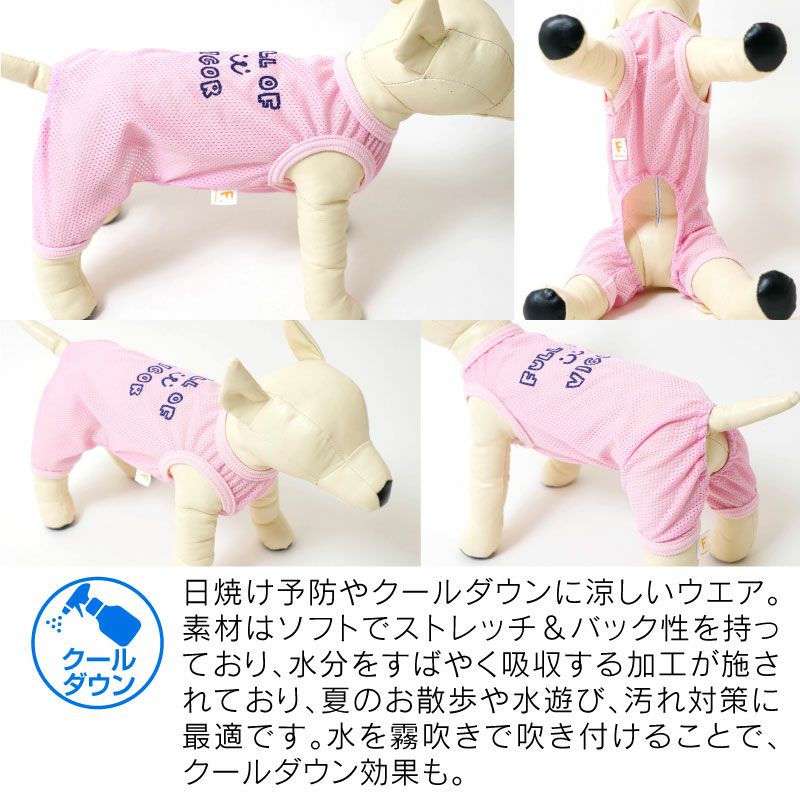イラストロゴプリントメッシュつなぎ(ダックス・小型犬用)