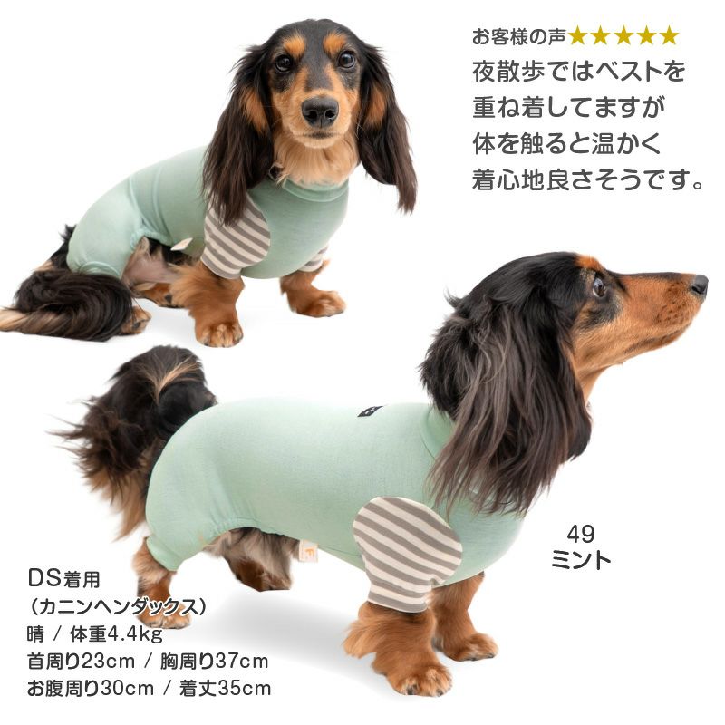 ウォームボーダー長袖つなぎ(ダックス・小型犬用)