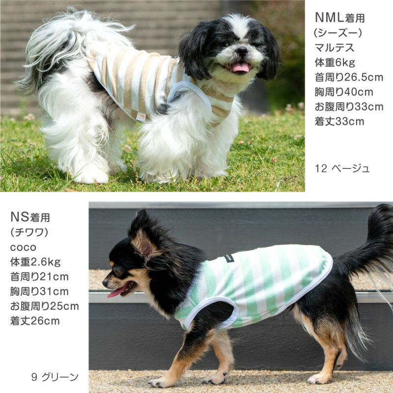 パイルボーダーお部屋着タンク(ダックス・小型犬用)