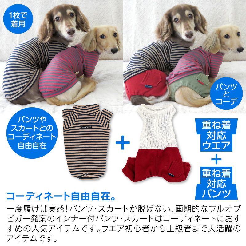 ラグウォームボーダーラグランTシャツ(ダックス・小型犬用)