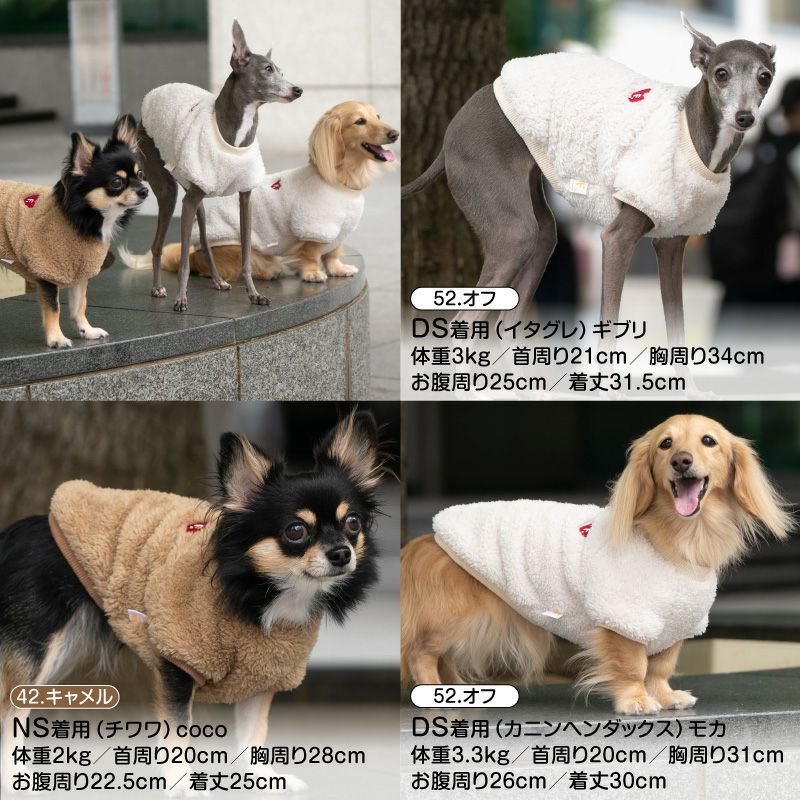 ハート刺しゅうふわもこボアラグラントレーナー(ダックス・小型犬用)