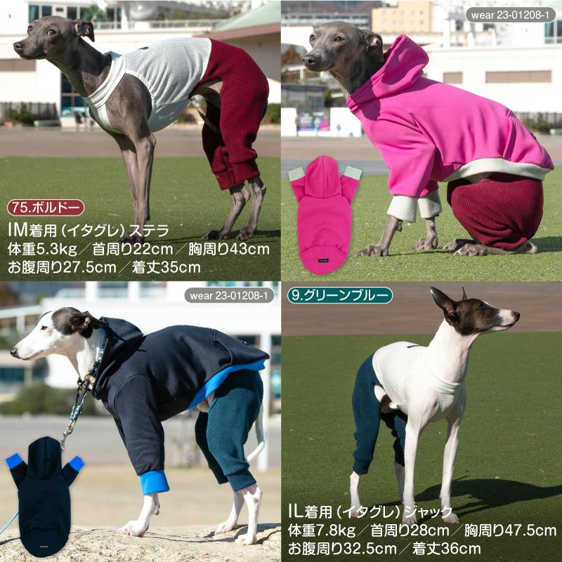 カンガルーポケット付裏起毛パーカー(イタグレ用)