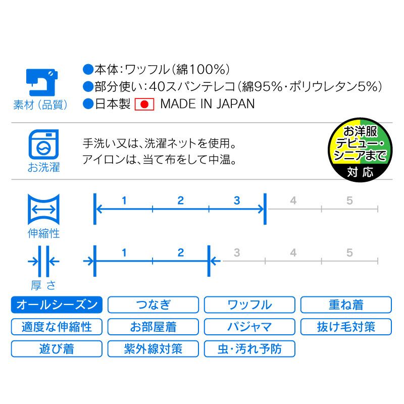 ポケット付きワッフルオーバーオール(ダックス・小型犬用)