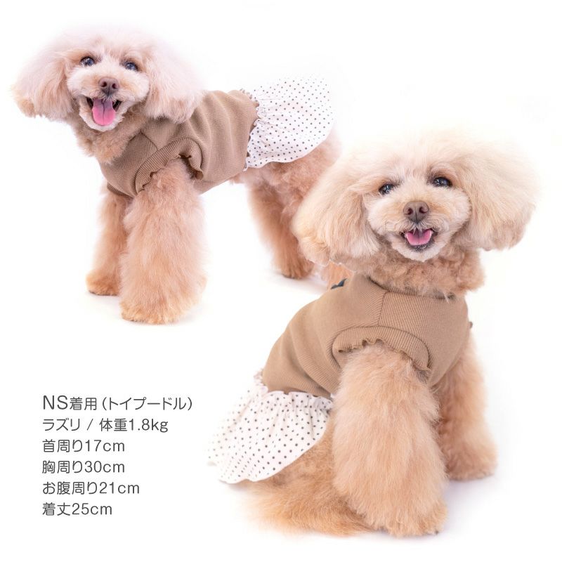 ドット柄フリルテレコワンピース(ダックス・小型犬用)