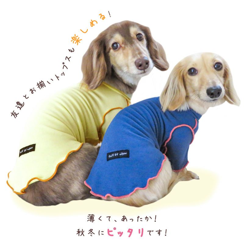 配色メロウハイネックTシャツ(ダックス・小型犬用)