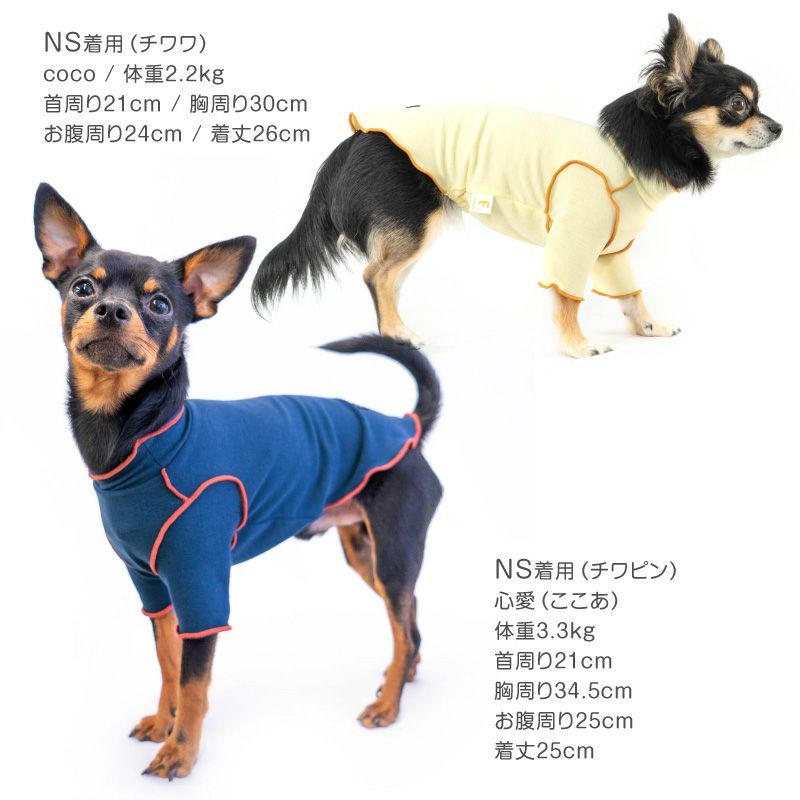 配色メロウハイネックTシャツ(ダックス・小型犬用)