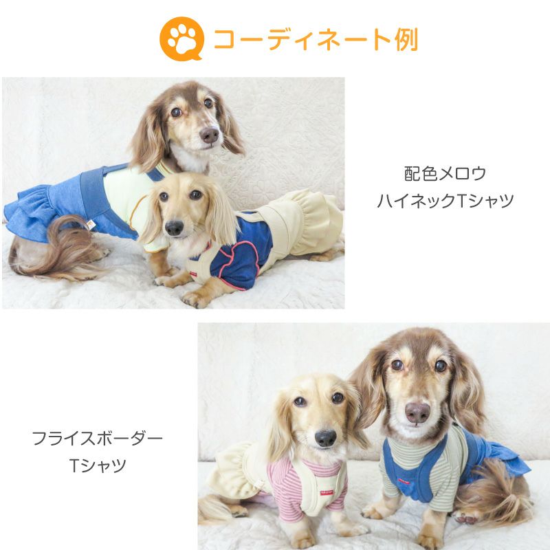 デニムニットサロペットスカート(ダックス・小型犬用)