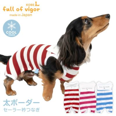 太ボーダーセーラー衿つなぎ(ダックス・小型犬用)