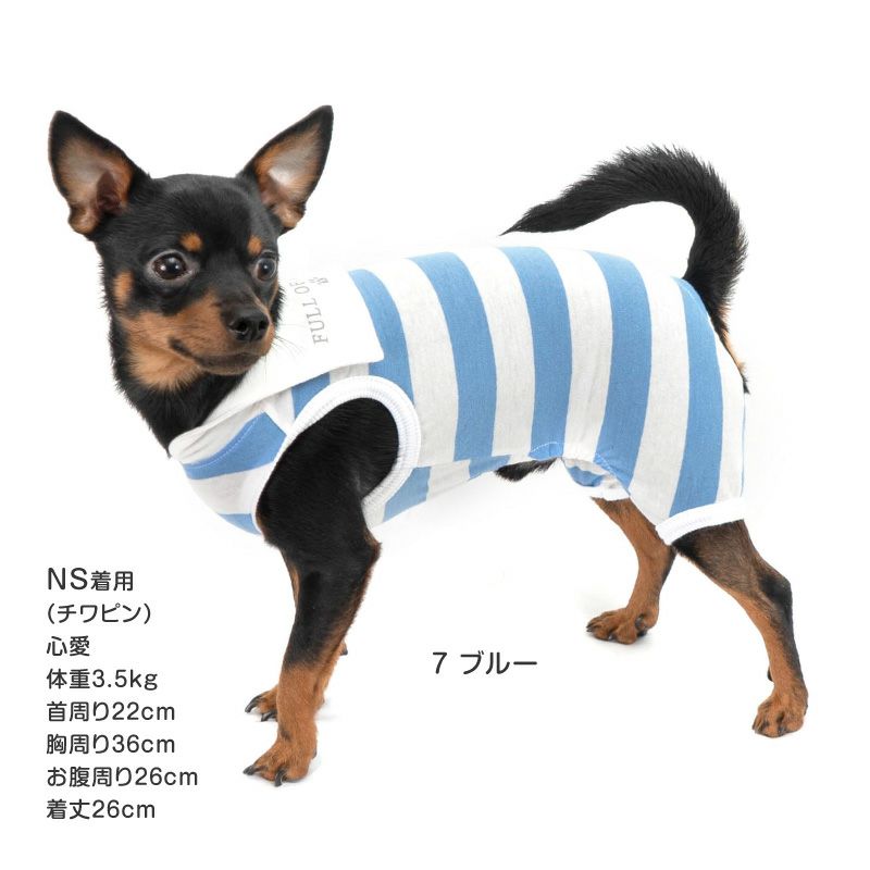 太ボーダーセーラー衿つなぎ(ダックス・小型犬用)
