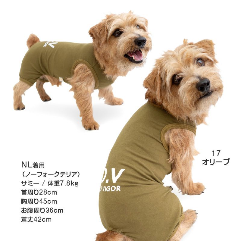 シンプルベア天竺袖なしつなぎ(ダックス・小型犬用)