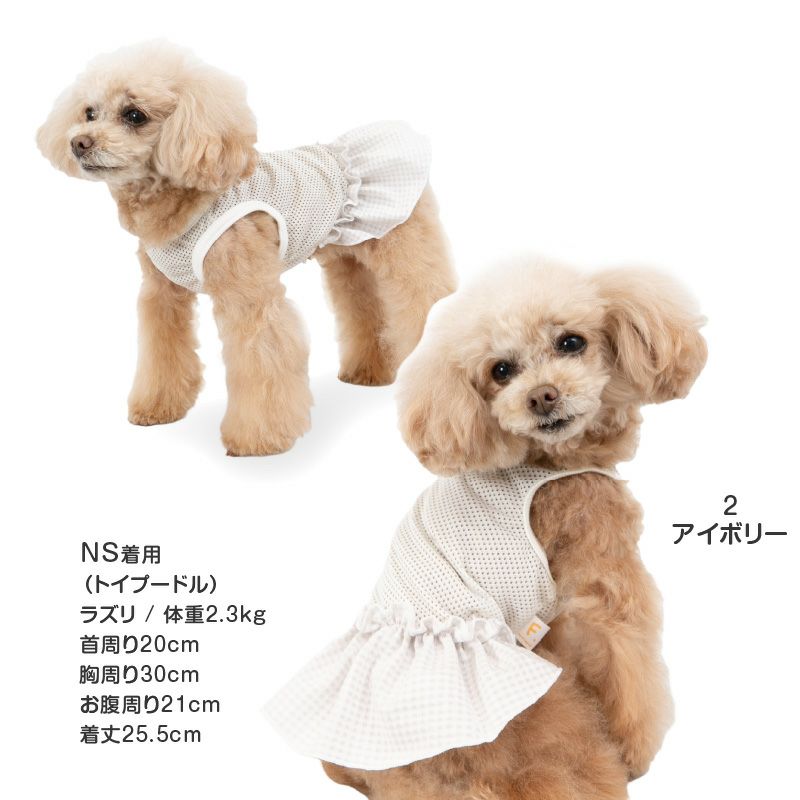 チェックフリルメッシュワンピース(ダックス・小型犬用)