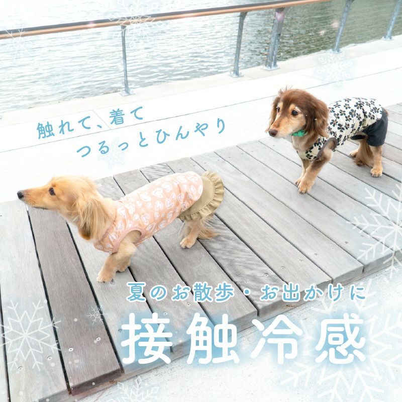 接触冷感バラエティ柄ツルツルタンク(ダックス・小型犬用)
