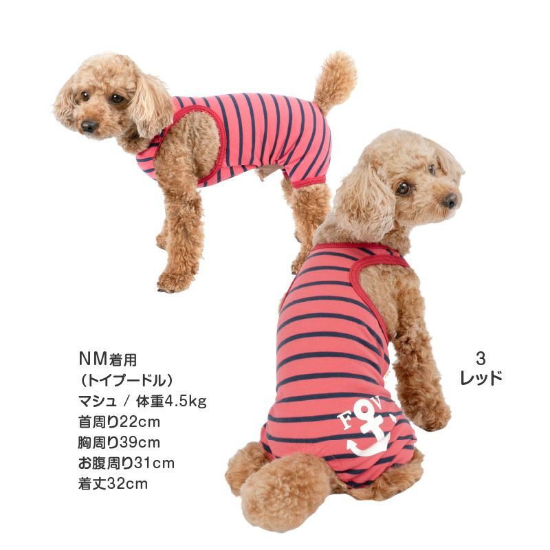 イカリプリントボーダーつなぎ(ダックス・小型犬用)