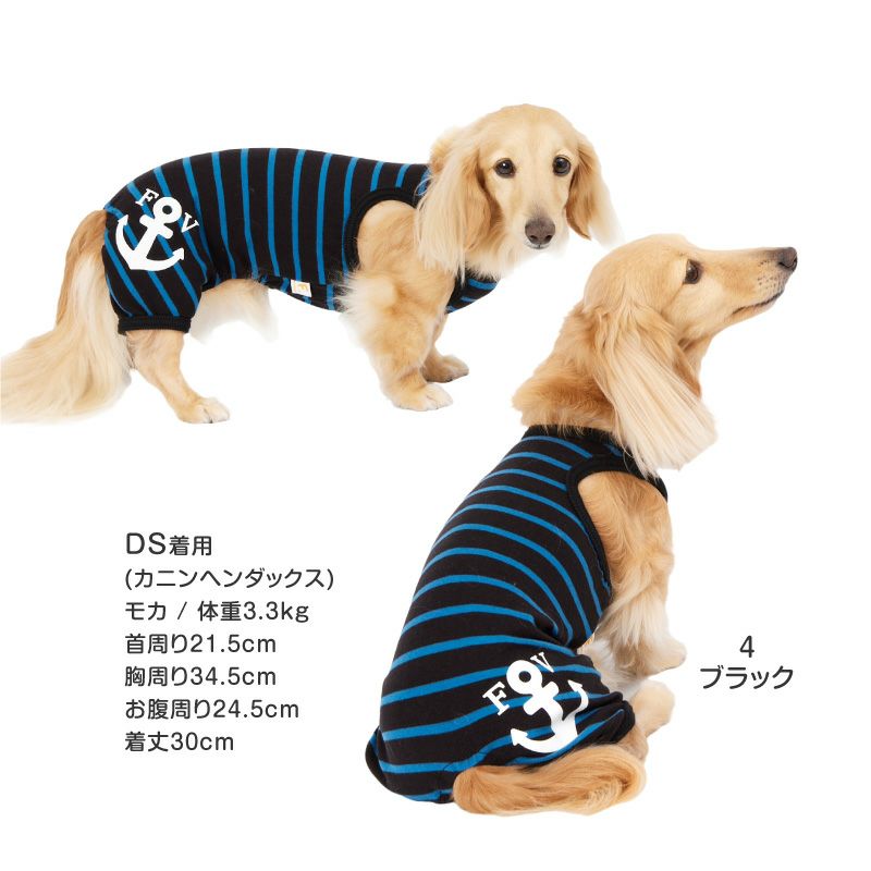 イカリプリントボーダーつなぎ(ダックス・小型犬用)